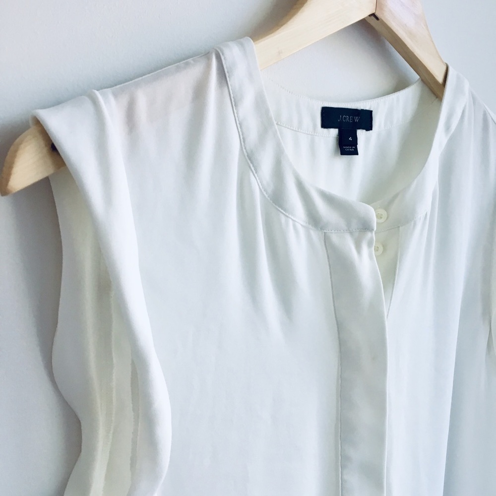 White sleeveless J. Crew popover blouse